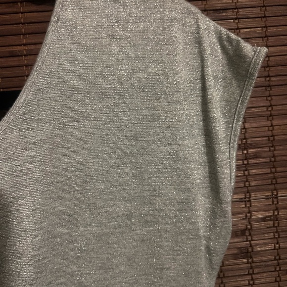 Elegant Silver Lace Hem High Low Women's Top - Picture 5 of 8